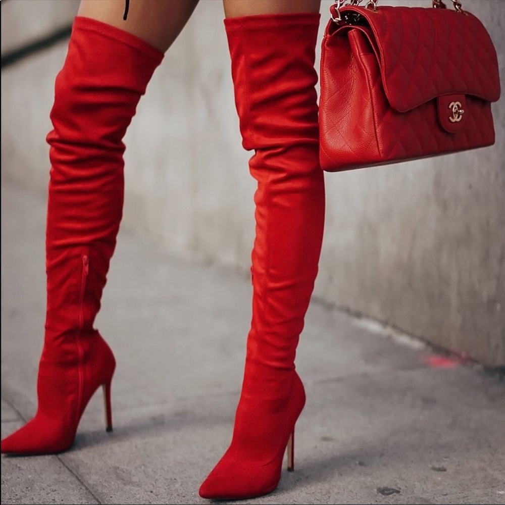 Steve Madden Dominique Red Thigh High Boot Size 9